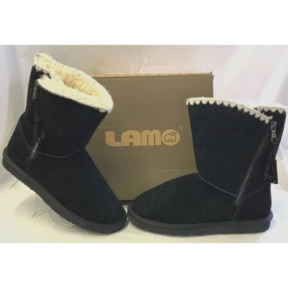 Women's Lamo Luna Water Resistent Suede Winter Boots Black Size 11 Medium